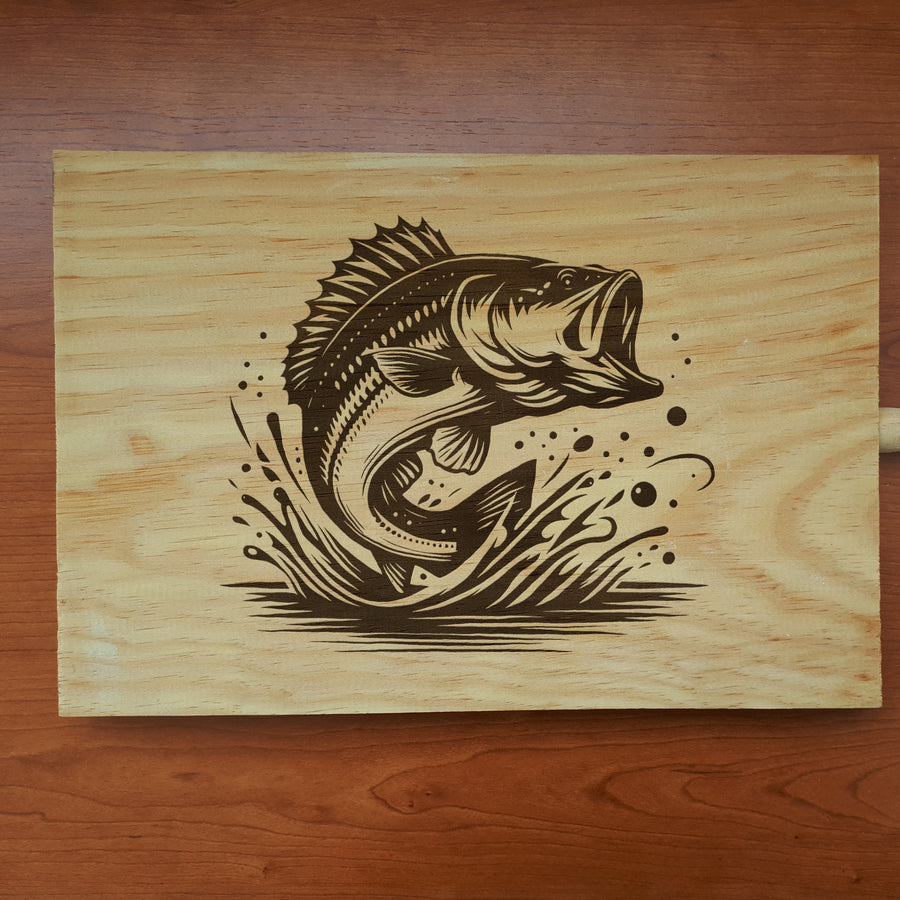 Largemouth Bass Engraved Cutting Board – Acacia, Optional Name