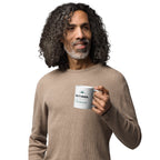 White glossy 11oz mug, handle on the right, printed "RETIRED. Schedule: Whatever." in charcoal and teal script under a small rising-sun mark.